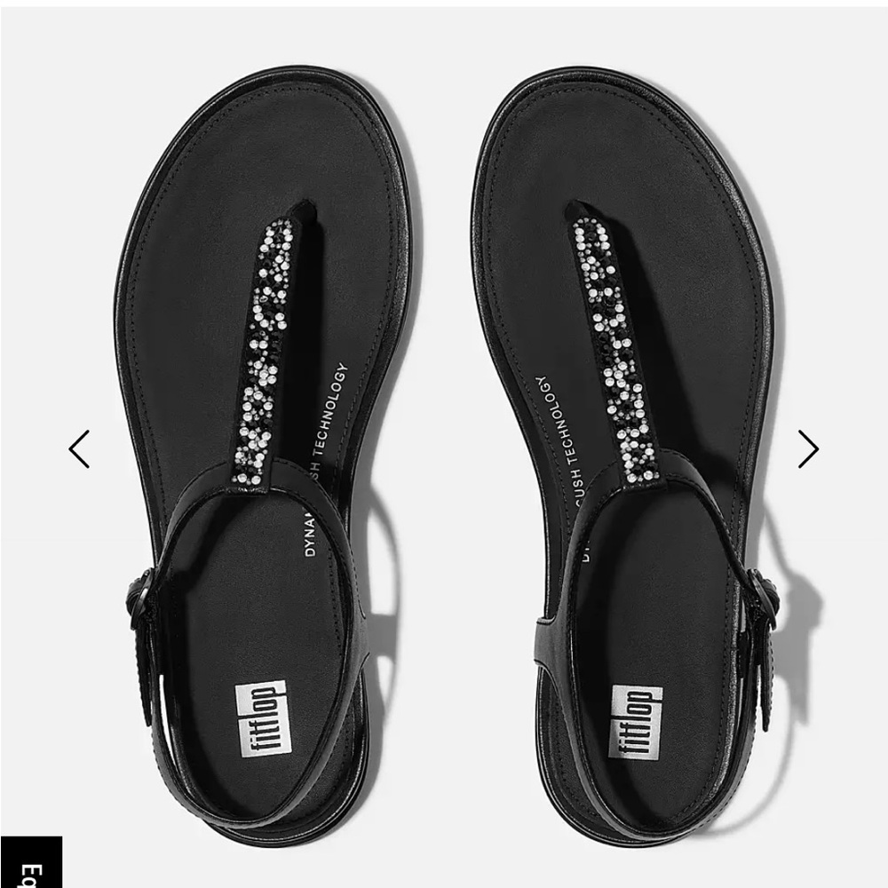 FitFlop Women's Black Sandals with Crystal Embellishments